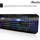 New Rainbow LED Backlit Wired Gaming Keyboard Seven Automatic Color Backlit Mouse Combo Set thumbnail-2