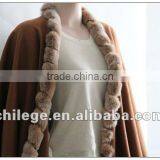 Fashion, Ladie's Cashmere Cape, With Fox Fur Trim thumbnail-1