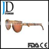 Retro Round Environmentally Friendly Wooden Sunglasses With Brown Solid Color Lens thumbnail-3