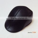Custom black leather flat cap