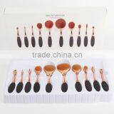 Best Rose Gold With Black Makeup Brush Blush Brush Plastic 10 Piece Oval Makeup Brush Synthetic Makeup Brushes thumbnail-2