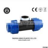 Quick Plastic Pipe Fittings Female Tee(20mm*1/2"-110mm*4 )/PN16 Female Tee pp Compression Fitting for Irrigation System