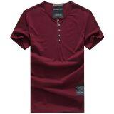 YixigeluoBurst of Men's Summer Short Sleeved Cotton T-shirt Men's Business Training Collar Zipper Shirt Men's Shirt POLO thumbnail-3