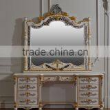 Classical European Flower Hand Painting Designed Dressing Table Mirror and Chair Set thumbnail-4