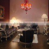 Luxury Decorated Living Room Wooden Sofa Set Covered by Lint in Black Color thumbnail-2