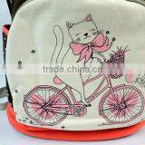 Lightweight Dots and Cartoon Printting Canvas Laptop Backpack Cute School Bag thumbnail-4