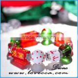 Handmade Christmas Stretch Bracelet With Snowman Handpainted Glass Bead Bracelets thumbnail-2