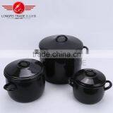 Black 3pcs Enamel Camping Pot Set /enamel Hot Pot Sets Wholesale thumbnail-2