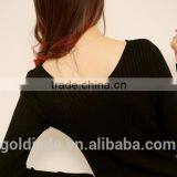 2016 Customized Manufactorying Korean Style Long Sleeve V Neck Knitted Ladies Dress thumbnail-4