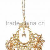 Kundan Jadau Earring Tikka Gold Plated Chand Bali Set thumbnail-2