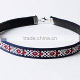 Fabric Leather Choker Necklace Hot Selling Fabric Necklace Handmade Leather Fabric Woman Necklace Jewelry thumbnail-1