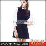 MGOO ODM/OEM New Arrive Summer Clothes Dresses For Women White Black Contrast Ruffles Sleeves A Line High Fashion Dresses thumbnail-1