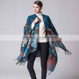 Special Design New Year Ladies Scarf Rhombus Shape Printed National Wind Women Muffle With Tassels thumbnail-1