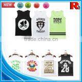 China Cheap Sports Bodybuilding Screen Printed Wholesale Open Side 100 Cotton Men Tank Top thumbnail-3