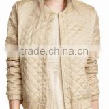 Runwaylover EY1024C 100% Polyester Contrast Embroidery Women Bomber Jacket With Ribbed Collar