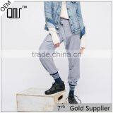 Ladies Navy Blue Jogger Pants Cotton-linen Wide Striped Trousers thumbnail-1