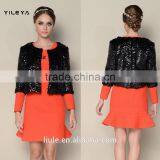 Hot Selling Black Shinny High End 2015 Warm Short Jackets for Women thumbnail-1