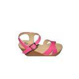 Comfortable PU Material Fucshia Ladies Wedge Sandals With 9cm Heels thumbnail-1