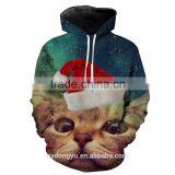 Chrismtas Capped Cat Unisex 3D Red Sweatshirts/blue na Plus Size 3d Hoodies/ Fashioable 3d Christmas Hoodies Jacket