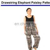Elephant Paisley - Aladdin Drawstring Trousers Hippie Festival Boho Trouser Pants thumbnail-2