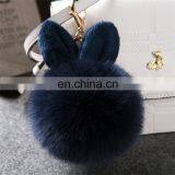 Cute Rabbit Ear Factory Rabbit/Fox Fur Pom Pom Fluffy Ball Bobble Keychain With Strap and Metal Buckle Key Ring thumbnail-3