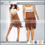 High Class Artificial tassels chamois skirt for fashion female