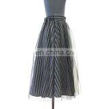 Hot Sale Knee Length Double Layers Stripe Lining Round Mesh Skirt thumbnail-4