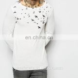 Men long sleeve tee skinny fit t-shirt with bird brint