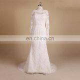 Romantic Long Sleeve Scoop Neck Mermaid Delicate Beads & Lace Wedding Dress