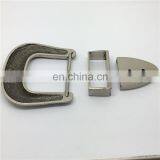 BS001 Wholesales Three Pieces Silver Color Western Cowgirl Belt Buckle Set thumbnail-2