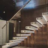 Indoor Hidden Keel Floating Stair With Tempered Glass Railing thumbnail-3