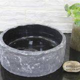 Black Limestone Bathroom Vessel Round Sink Cheap Stone Wash Basin
