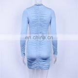 Women Turtleneck Long Sleeve Sexy Party Stacked Dresses Elastic Mini Vintage Summer Bodycon Club Wear Dress thumbnail-7