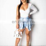 2019 New Women Summer High Waist Tie up Zipper Fly Fashion Short Jeans Vintage Casual Denim Shorts Trouser Pants 3 Color thumbnail-4