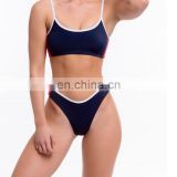 solid color Swimsuit chest wrapped swimsuit suspenders high waist triangle split bikini