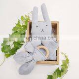 Rabbit Teething Rings Wooden Baby Lovey Comforter Toy Organic thumbnail-6