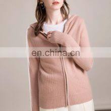 Женский повседневный толстый шерстяно-кашемирный трикотажный спортивный кардиган-худи-джемпер thumbnail-5