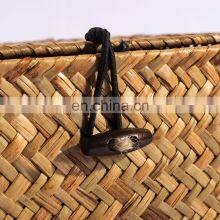 HBK Three Piece Set( Small Size) With Lid Rectangle Handmade Natural Seagrass Storage Box for Clothing and Sundries thumbnail-3