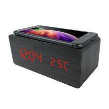 Desktop Aux Usb Connection Portable Wireless Blue Tooth BT 2 in 1 Alarm Clock Speaker thumbnail-4