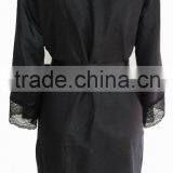Comfortable Women Black Satin Lace Robe thumbnail-3