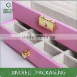 Pink Beautiful Fashion Leather Wooden Drawer Jewelry Box With Pvc Window thumbnail-6