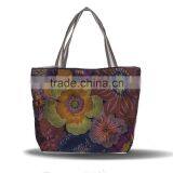 Linen Cotton Women Floral Embroidery Tote Bag Shopping Bag thumbnail-1