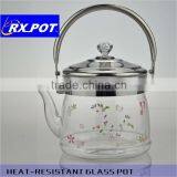 Hand Blown Prolific Glass Tea Kettle, Stovetop Safe Teapot with Removable Stainless Steel Infuser 1500M