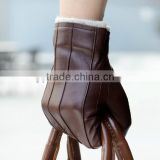 winter wool lining genuine leather gloves for men