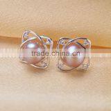 8-9mm 925 Sterling Silver Real Freshwater Pearl Jewelry Earrings thumbnail-3