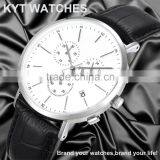 2016 KYT Custom Logo Leather 316L Stainless Steel Men Chronograph Watch Supplier's Choice thumbnail-1