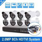8Pcs 2.0MP 1080P CCTV TVI Camera Kit IR 20M Bullet Home Video Surveillance 8Ch 1080P HD TVI DVR System