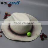 High Quality White Wide Brim Wool Felt Fedro Hat thumbnail-2