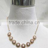 Newest Gold Metal W/Pure White Pearl Goldtone Pendant Necklace Simple Chain Necklace2016 Fashion Style Wholesale thumbnail-1