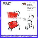 Powder Coat Supermarket Shopping Trolley Cart With 2 Baskets HSX-S487 thumbnail-3